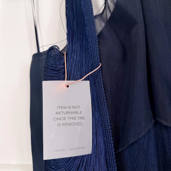 Cult Gaia Renata Fringe Gown Ink Navy Blue NEW with tags - Picture 8 of 13